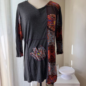 Women's Parsley & Sage Charcoal Multicolor Patchwork Dress L